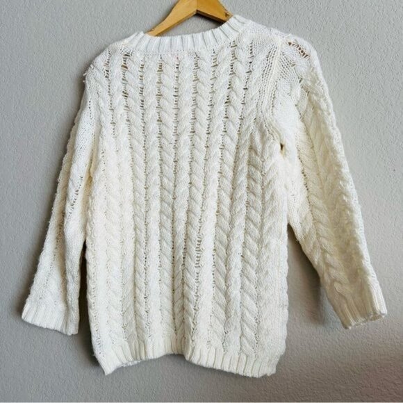 Joe Fresh Women's Pullover Sweater Size Small Ivory 100% Acrylic Cable Knit - Picture 4 of 9